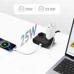 Prelungitor pentru interior Orico PDC25, 2 prize, 2xUSB-A / 22.5W, 2xUSB-C / 25W, 2500W, 10A, Lungime cablu 1.6m, Negru 4 - lerato.ro
