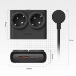 Prelungitor pentru interior Orico PDC25, 2 prize, 2xUSB-A / 22.5W, 2xUSB-C / 25W, 2500W, 10A, Lungime cablu 1.6m, Negru 6 - lerato.ro