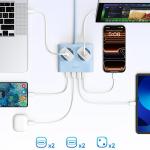 Prelungitor pentru interior Orico PDC25, 2 prize, 2xUSB-A / 22.5W, 2xUSB-C / 25W, 2500W, 10A, Lungime cablu 1.6m, Albastru 7 - lerato.ro