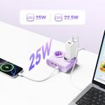 Prelungitor pentru interior Orico PDC25, 2 prize, 2xUSB-A / 22.5W, 2xUSB-C / 25W, 2500W, 10A, Lungime cablu 1.6m, Mov 4 - lerato.ro