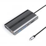 Adaptor Hub 12-in-1 Orico XDR, USB-C la 1x USB-C PD 100W, 3x USB-A 3.1, 1x USB-A 2.0 480Mbps, 1x USB-C 3.1 5Gbps, 1x HDMI 4K / 30Hz, 1x VGA, 1x SD, 1x microSD, 1x RJ45 1Gbps, 1x Jack 3.5mm, Gri 2 - lerato.ro