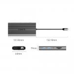 Adaptor Hub 12-in-1 Orico XDR, USB-C la 1x USB-C PD 100W, 3x USB-A 3.1, 1x USB-A 2.0 480Mbps, 1x USB-C 3.1 5Gbps, 1x HDMI 4K / 30Hz, 1x VGA, 1x SD, 1x microSD, 1x RJ45 1Gbps, 1x Jack 3.5mm, Gri 4 - lerato.ro