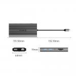 Adaptor Hub 12-in-1 Orico XDR, USB-C la 1x USB-C PD 100W, 2x USB-A 3.1, 1x USB-A 2.0 480Mbps, 1x USB-C 3.1 5Gbps, 2x HDMI 4K / 60Hz, 1x DisplayPort, 1x SD, 1x microSD, 1x RJ45 1Gbps, 1x Jack 3.5mm, Gri 3 - lerato.ro
