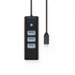 Adaptor Hub 4-in-1 Orico PW3UR25-C3, USB-C la 3x USB-A 3.0 / 5 Gb/s, 1x RJ45 / 2500Mbps, Lungime cablu 0.15m, Negru 3 - lerato.ro