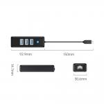 Adaptor Hub 4-in-1 Orico PW3UR25-C3, USB-C la 3x USB-A 3.0 / 5 Gb/s, 1x RJ45 / 2500Mbps, Lungime cablu 0.15m, Negru 4 - lerato.ro