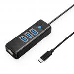 Adaptor Hub 4-in-1 Orico PW3UR25-C3, USB-C la 3x USB-A 3.0 / 5 Gb/s, 1x RJ45 / 2500Mbps, Lungime cablu 1.8m, Negru 2 - lerato.ro