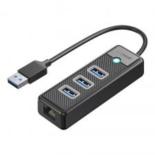 Adaptor Hub 4-in-1 Orico PW3UR25-U3, USB-A la 3x USB-A 3.0 / 5 Gb/s, 1x RJ45 / 2500Mbps, Lungime cablu 1m, Negru