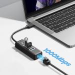 Adaptor Hub 4-in-1 Orico PW3UR25-U3, USB-A la 3x USB-A 3.0 / 5 Gb/s, 1x RJ45 / 2500Mbps, Lungime cablu 1m, Negru 5 - lerato.ro