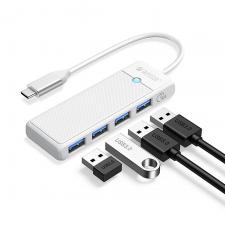 Retelistica, Adaptor Hub 4-in-1 Orico PAPW4A-C3, USB-C la 4x USB-A 3.0, 5 Gb/s, Lungime cablu 1.8m, Alb, lerato.ro