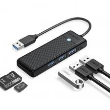 Adaptor Hub 4-in-1 Orico PAPW3AT-U3, USB-A la 3x USB-A 3.0, 1x MicroSD/SD, 5Gbps, Lungime cablu 1m, Negru
