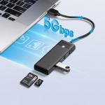 Adaptor Hub 4-in-1 Orico PAPW3AT-U3, USB-A la 3x USB-A 3.0, 1x MicroSD/SD, 5Gbps, Lungime cablu 1m, Negru 4 - lerato.ro