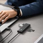 Adaptor Hub 4-in-1 Orico PAPW3AT-U3, USB-A la 3x USB-A 3.0, 1x MicroSD/SD, 5Gbps, Lungime cablu 1m, Negru 8 - lerato.ro