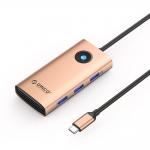 Adaptor Hub 6-in-1 Orico PW11, USB-C la 3x USB-A 3.0 / 5 Gb/s, 1x USB-C / 5Gb/s, 1x USB-C PD 100W, 1x HDMI 4K / 30Hz, Lungime cablu 0.2m, Rose Gold 2 - lerato.ro