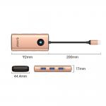 Adaptor Hub 6-in-1 Orico PW11, USB-C la 3x USB-A 3.0 / 5 Gb/s, 1x USB-C / 5Gb/s, 1x USB-C PD 100W, 1x HDMI 4K / 30Hz, Lungime cablu 0.2m, Rose Gold 3 - lerato.ro