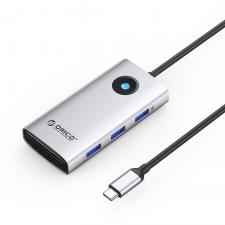 Retelistica, Adaptor Hub 6-in-1 Orico PW11, USB-C la 3x USB-A 3.0 / 5 Gb/s, 1x USB-C PD 100W, 1x HDMI 4K / 30Hz, 1x RJ45 2.5Gb Lungime cablu 0.2m, Silver, lerato.ro