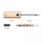 Adaptor Hub 8-in-1 Orico PW11, USB-C la 2x USB-A 3.0 / 5 Gb/s, 1x USB-C PD 100W, 1x HDMI 4K / 60Hz, 1x RJ45 1Gb, 1x Jack 3.5mm, 1x SD, 1x microSD, Lungime cablu 0.2m, Rose Gold 3 - lerato.ro