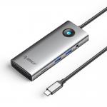 Adaptor Hub 8-in-1 Orico PW11, USB-C la 2x USB-A 3.0 / 5 Gb/s, 1x USB-C PD 100W, 1x HDMI 4K / 60Hz, 1x RJ45 1Gb, 1x Jack 3.5mm, 1x SD, 1x microSD, Lungime cablu 0.2m, Gri 2 - lerato.ro
