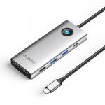 Adaptor Hub 8-in-1 Orico PW11, USB-C la 2x USB-A 3.0 / 5 Gb/s, 1x USB-A 2.0 / 480Mbps, 1x USB-C / 5Gb/s, 1x USB-C PD 100W, 1x HDMI 4K / 60Hz, 1x VGA, 1x RJ45 / 1Gb, Lungime cablu 0.2m, Silver 2 - lerato.ro