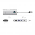 Adaptor Hub 8-in-1 Orico PW11, USB-C la 2x USB-A 3.0 / 5 Gb/s, 1x USB-A 2.0 / 480Mbps, 1x USB-C / 5Gb/s, 1x USB-C PD 100W, 1x HDMI 4K / 60Hz, 1x VGA, 1x RJ45 / 1Gb, Lungime cablu 0.2m, Silver 3 - lerato.ro