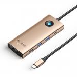 Adaptor Hub 8-in-1 Orico PW11, USB-C la 2x USB-A 3.0 / 5 Gb/s, 1x USB-A 2.0 / 480Mbps, 1x USB-C / 5Gb/s, 1x USB-C PD 100W, 1x HDMI 4K / 60Hz, 1x VGA, 1x RJ45 / 1Gb, Lungime cablu 0.2m, Rose Gold 2 - lerato.ro