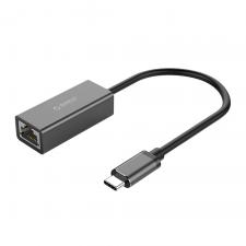 Adaptor de retea extern Orico XC-R45-V1, USB-C tata la RJ45 mama, Viteza de pana la 1000 Mbps, Lungime cablu 15cm, Negru