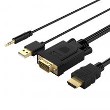 Televizoare si Sisteme Audio, Adaptor video / audio Orico XD-VATH, VGA tata si jack 3.5 tata la HDMI tata, Full HD / 60Hz, 5m, Negru, lerato.ro