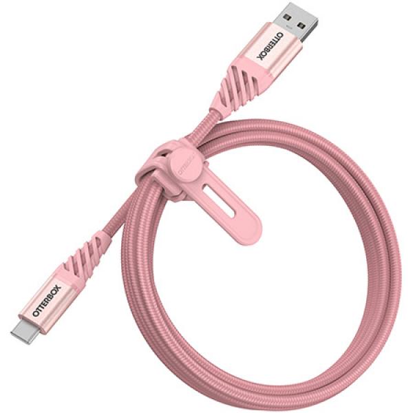 Cablu pentru incarcare si transfer de date Otterbox Premium USB/USB Type-C 1m Rose Gold 1 - lerato.ro