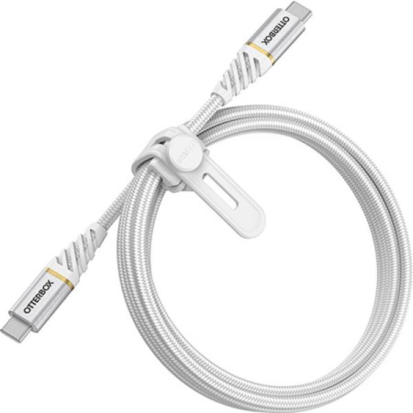Cablu pentru incarcare si transfer de date Otterbox Premium 2xUSB Type-C 1m Alb