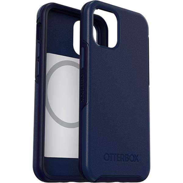 Carcasa antimicrobiana Otterbox Symmetry Plus iPhone 12 Mini, compatibila MagSafe, Navy Captain Blue