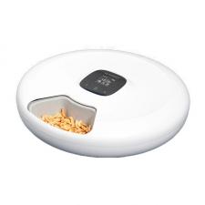 Dispenser automat hrana Petoneer NutriSpin pentru animale, 6 compartimente, 320 x 320 x 83 mm, Bluetooth, Alimentare la retea / baterii, Alb