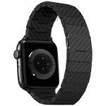 Curea Pitaka Carbon Fiber Modern compatibila cu cu Apple Watch 1/2/3/4/5/6/7/8/9/SE/SE2/Ultra, 42/44/45/49mm, Negru 6 - lerato.ro