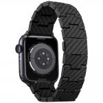 Curea Pitaka Carbon Fiber Retro compatibila cu cu Apple Watch 1/2/3/4/5/6/7/8/9/SE/SE2/Ultra, 42/44/45/49mm, Negru 4 - lerato.ro