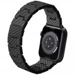 Curea Pitaka Carbon Fiber Retro compatibila cu cu Apple Watch 1/2/3/4/5/6/7/8/9/SE/SE2/Ultra, 42/44/45/49mm, Negru 5 - lerato.ro