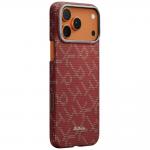 Husa PITAKA Ultra-Slim Monogram cu MagSafe compatibila cu iPhone 17 Pro Max, Rosu 4 - lerato.ro