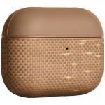 Carcasa Pitaka Aramid Fiber compatibila cu Apple AirPods Pro 3, Golden Glint 3 - lerato.ro