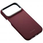 Husa PITAKA Edge Argyle cu MagSafe compatibila cu iPhone 18 Pro / 17 Pro, Burgundy 6 - lerato.ro