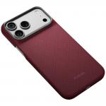 Husa PITAKA Edge Argyle cu MagSafe compatibila cu iPhone 18 Pro Max / 17 Pro Max, Burgundy 5 - lerato.ro