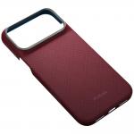 Husa PITAKA Edge Argyle cu MagSafe compatibila cu iPhone 18 Pro Max / 17 Pro Max, Burgundy 7 - lerato.ro