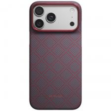 Husa PITAKA Edge Argyle cu MagSafe compatibila cu iPhone 18 Pro Max / 17 Pro Max, Albastru / Rosu