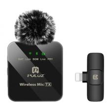 Set microfon tip lavaliera Puluz si receptor cu Lightning, Omnidirectional, Autonomie 6h, Negru