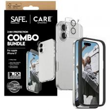 Set protectie CARE by PanzerGlass Fashionable Combo 3in1, Carcasa, Folie display, Protectie camera, compatibil cu iPhone 17, Transparent