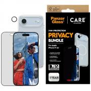Set protectie 3 in 1 CARE by PanzerGlass Flagship Privacy, Carcasa Clear, Folie protectie display, Protectie camera foto, compatibil cu iPhone 17 Air, Transparent