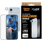 Set protectie 3 in 1 CARE by PanzerGlass Flagship Explorer, Carcasa Clear, Folie protectie display, Protectie camera foto, compatibil cu iPhone 17 Air, Transparent