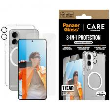 Set protectie 3 in 1 CARE by PanzerGlass Flagship, Carcasa Clear, Folie protectie display si Protectie lentila, compatibil cu Samsung Galaxy S25 Edge, Transparent