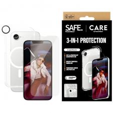 Set protectie CARE by PanzerGlass Fashion Combo 3in1, Carcasa MagSafe, Folie display, Protectie camera, compatibil cu iPhone 16e, Transparent