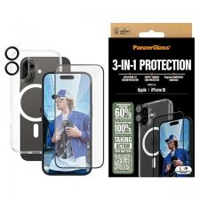 Set protectie 3 in 1 PanzerGlass Bundle, Carcasa Clear, Folie protectie display, Protectie camera foto, compatibil cu iPhone 16, Transparent