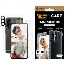 Set de protectie CARE by PanzerGlass Flagship 3in1, Carcasa Clear si Folie protectie display si camera foto, compatibil cu Samsung Galaxy A36 5G, Transparent