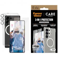 Set protectie 3 in 1 CARE by PanzerGlass Flagship, Carcasa Clear, Folie protectie display si Protectie lentila, compatibil cu Samsung Galaxy S25 Ultra, Transparent