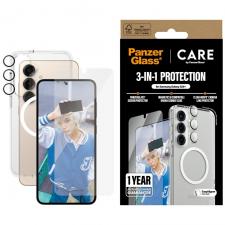 Set protectie 3 in 1 CARE by PanzerGlass Flagship, Carcasa Clear, Folie protectie display si Protectie lentila, compatibil cu Samsung Galaxy S25 Plus, Transparent