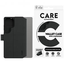 Carcasa flip cover CARE by PanzerGlass Feature Wallet Kickstand compatibila cu Samsung Galaxy S25 Ultra, Negru